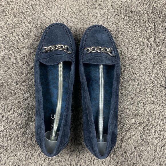 Vionic Mesa Slip On Leather Loafers 9 Womens Dark Navy Blue Orthopedic Suede - Picture 5 of 8